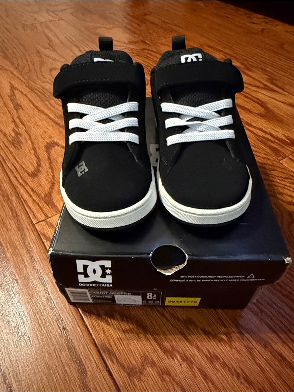 DC Kids Black and White Low-Top Skate Sneakers